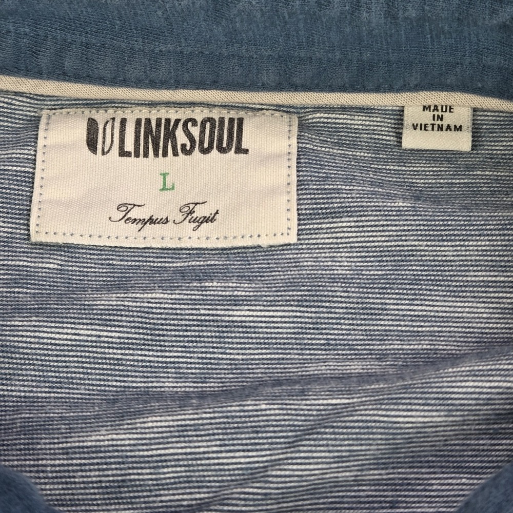 Linksoul Cotton Polo Men's Large Heather Blue Golf Soft Stretch Lightweigt - Picture 4 of 8
